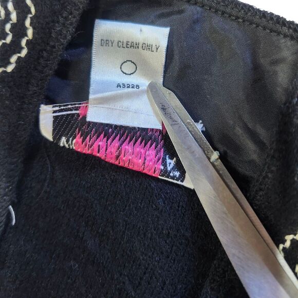 VTG VICTOR COSTA Embroidered BLACK/WHITE Wool Coat Sweater Heavy Women’s XS - Picture 14 of 16